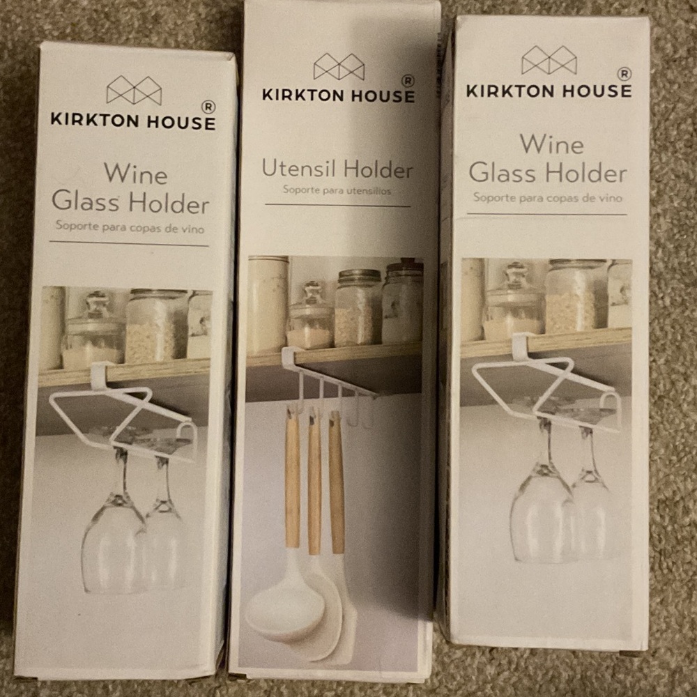 Kirkton House White Under-Shelf Wine Glass & Utensil Holder